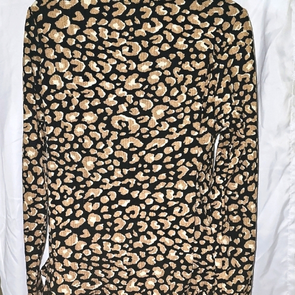 Joy Joy Black and Tan Animal Print Blouse - Picture 4 of 5